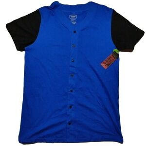 Foundry Blue Black Baseball Jersey Button Shirt - Men LT Large Tall NEW